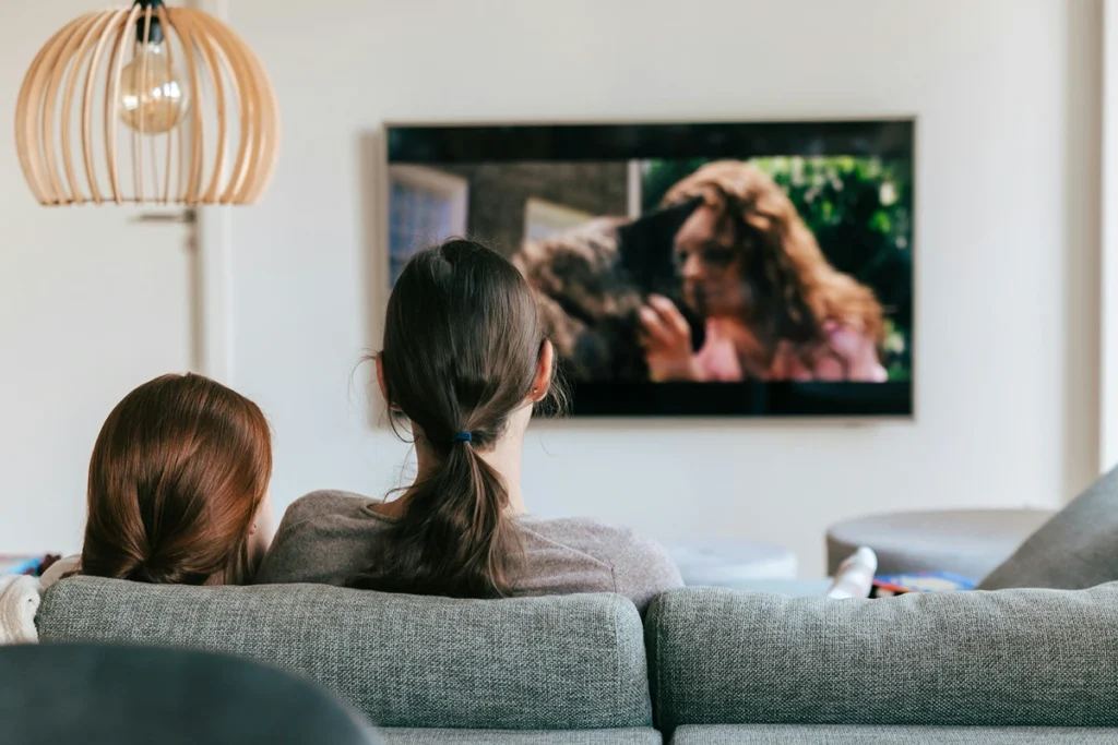 Image of two people watching tv