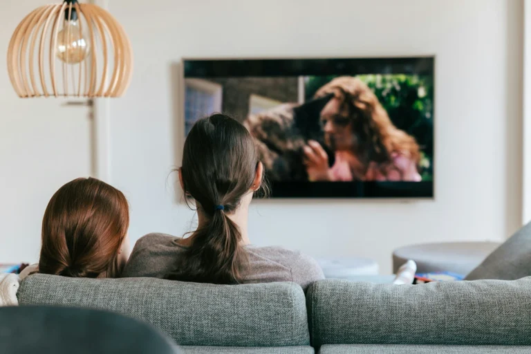 Image of two people watching tv