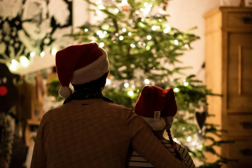 Image of parent and child celebrating the holidays