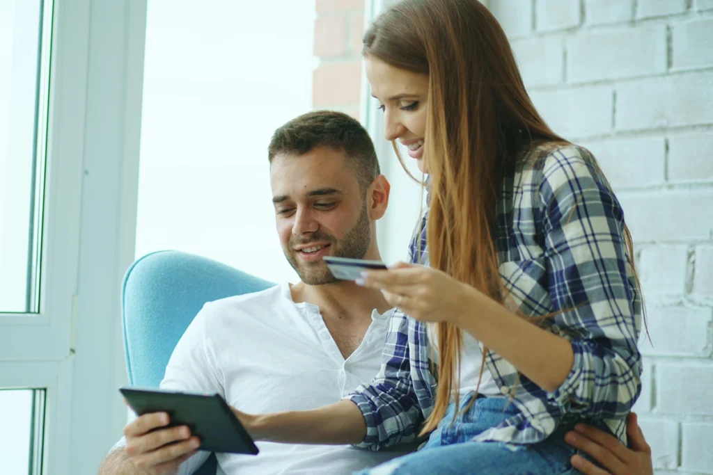 A couple with both on their phone
